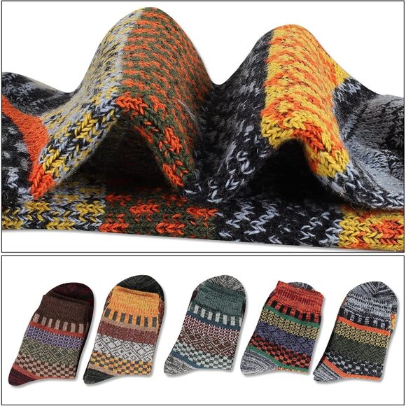 Men's Winter Wool Socks Thermal Warm Soft Crew Socks （5 Pairs） - Picture 6 of 7